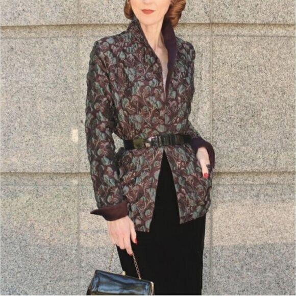 Marge Clothing Tall Fashion Elin Floral Jacket Blazer Silk Lining Sz 8 NWT $650 - Picture 4 of 14